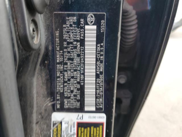 4T1BF1FK2FU492212 - 2015 TOYOTA CAMRY LE 黑色 照片 12