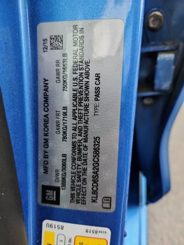 KL8CD6SA2GC586325 - 2016 CHEVROLET SPARK 1LT 蓝色 照片 12