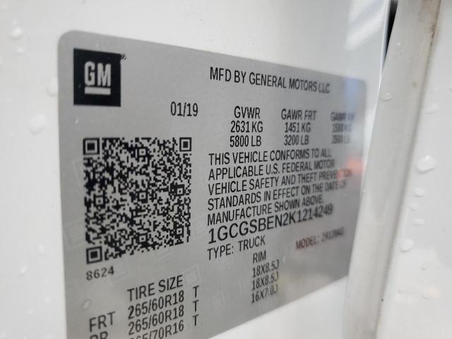 1GCGSBEN2K1214249 - 2019 CHEVROLET COLORADO Ақ фото 12