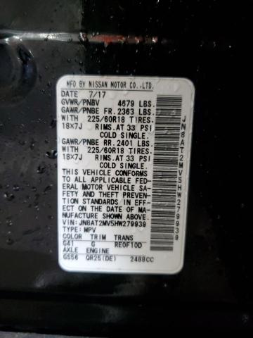 JN8AT2MV5HW279939 - 2017 NISSAN ROGUE S შავი ფოტო 14