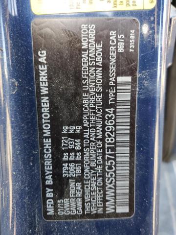 WMWXS5C57FT829634 - 2015 MINI COOPER BLUE photo 12