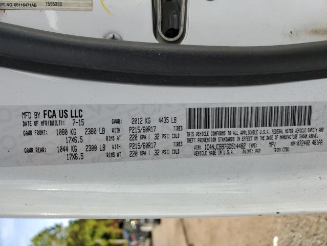 1C4NJCBB7GD514482 - 2016 JEEP COMPASS SPORT თეთრი ფოტო 13