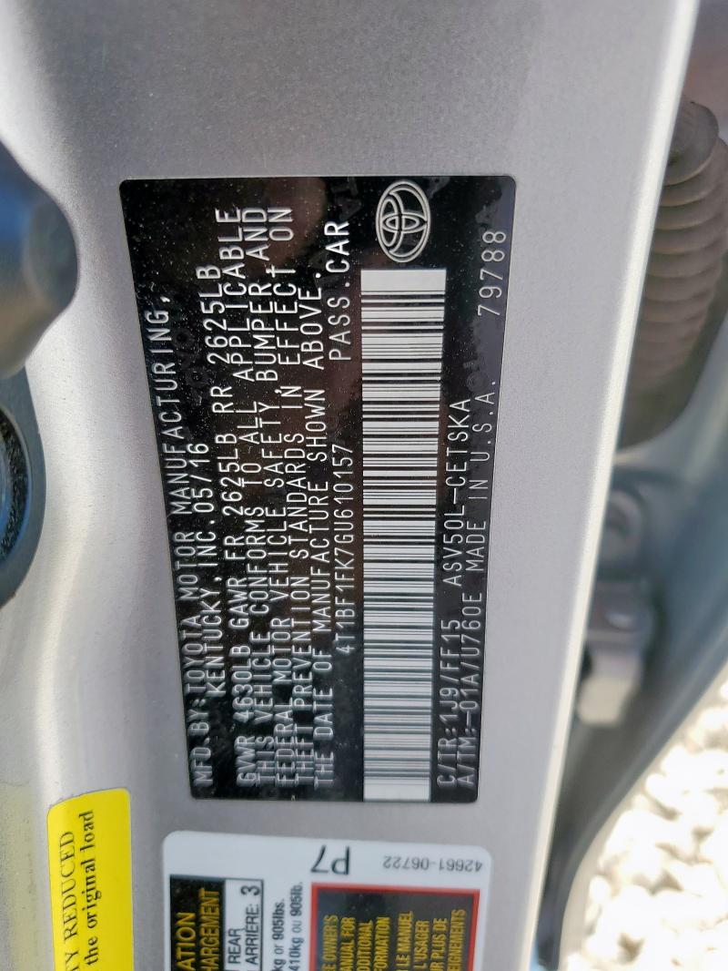 4T1BF1FK7GU610157 - 2016 TOYOTA CAMRY LE 银色 照片 13