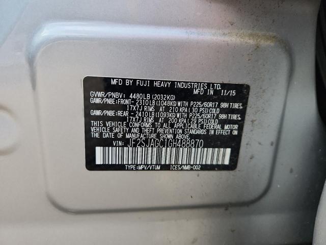 JF2SJAGC1GH488870 - 2016 SUBARU FORESTER 2.5I PREMIUM Արծաթագույն լուսանկար 14