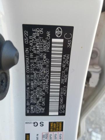 JTDEPMAE2N3019187 - 2022 TOYOTA COROLLA LE Blanc photo 12
