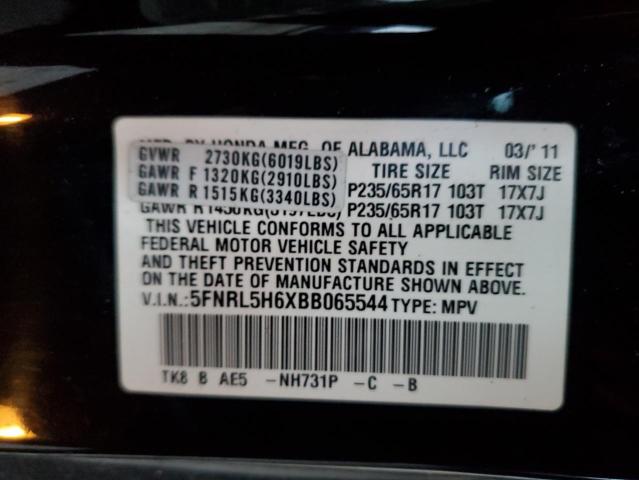 5FNRL5H6XBB065544 - 2011 HONDA ODYSSEY EXL BLACK photo 13