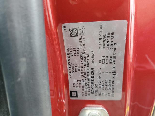 1GCHTCE38G1352990 - 2016 CHEVROLET COLORADO LT RED photo 12