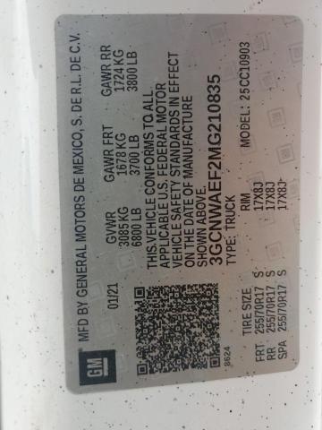 3GCNWAEF2MG210835 - 2021 CHEVROLET SILVERADO C1500 თეთრი ფოტო 12