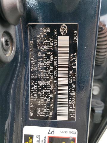 4T1BK1FK2CU506018 - 2012 TOYOTA CAMRY SE Қара фото 12