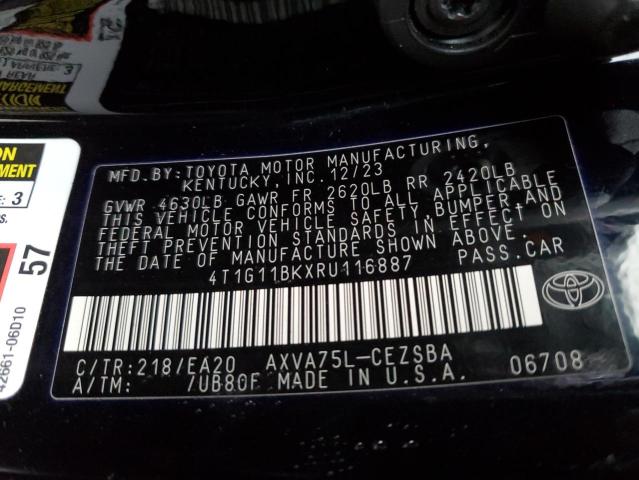 4T1G11BKXRU116887 - 2024 TOYOTA CAMRY SE NIGHT SHADE BLACK photo 12