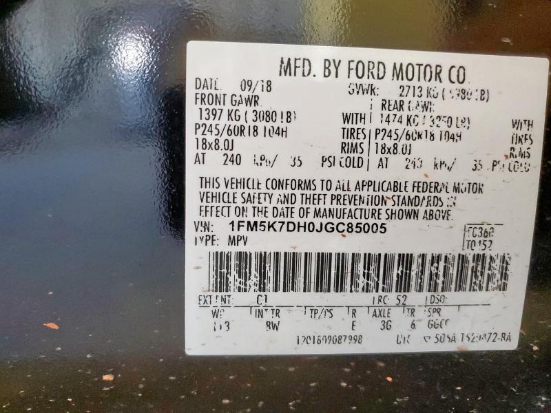 1FM5K7DH0JGC85005 - 2018 FORD EXPLORER XLT BLACK photo 13