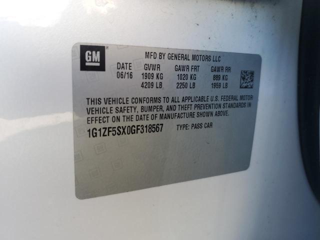 1G1ZF5SX0GF318567 - 2016 CHEVROLET MALIBU LT 白色 照片 12