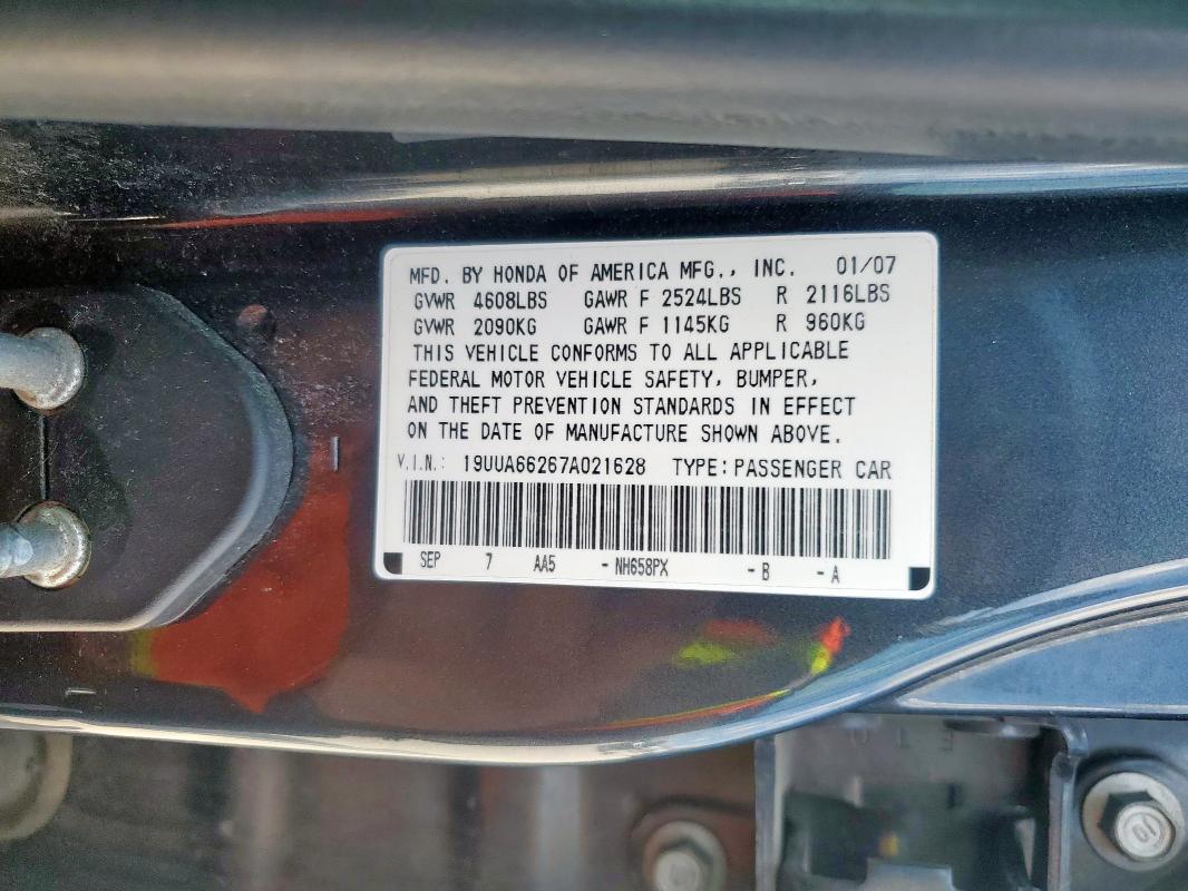 19UUA66267A021628 - 2007 ACURA TL GRAY photo 12
