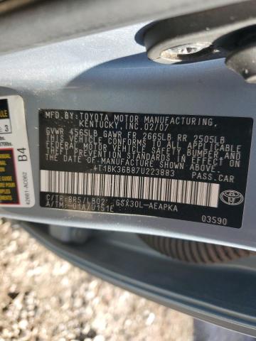 4T1BK36B87U223883 - 2007 TOYOTA AVALON XL 青色 照片 12