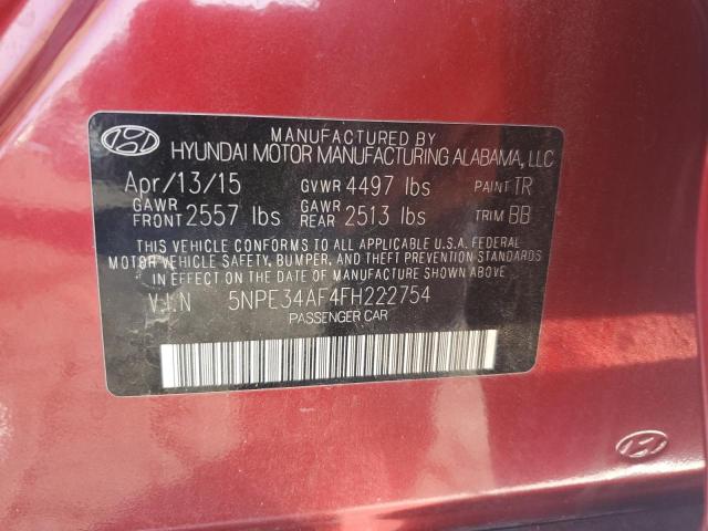 5NPE34AF4FH222754 - 2015 HYUNDAI SONATA SPORT წითელი ფოტო 12