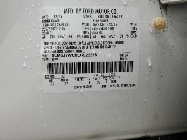 5LM5J7WC0LGL22218 - 2020 LINCOLN AVIATOR RESERVE WHITE photo 13