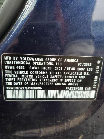 1VWCN7A37EC008695 - 2014 VOLKSWAGEN PASSAT SEL ლურჯი ფოტო 12