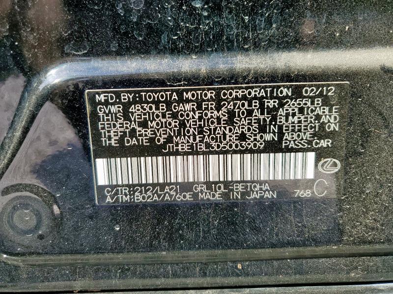 JTHBE1BL3D5003909 - 2013 LEXUS GS 350 黑色 照片 12