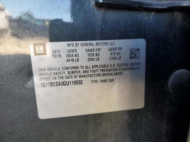 1G11B5SA0GU118692 - 2016 CHEVROLET MALIBU LIM LS BLACK photo 12