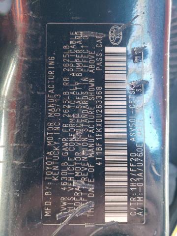 4T1BF1FKXDU263368 - 2013 TOYOTA CAMRY L YELLOW photo 12