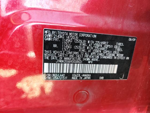 JTMBK31V69D008821 - 2009 TOYOTA RAV4 LIMITED RED photo 13