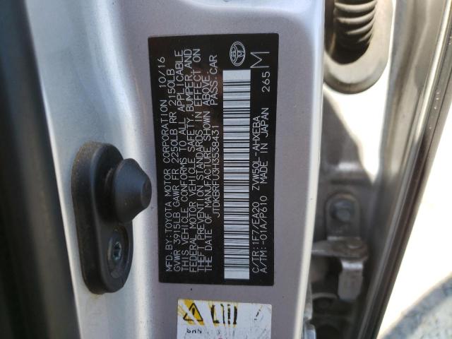 JTDKBRFU3H3538431 - 2017 TOYOTA PRIUS SILVER photo 12