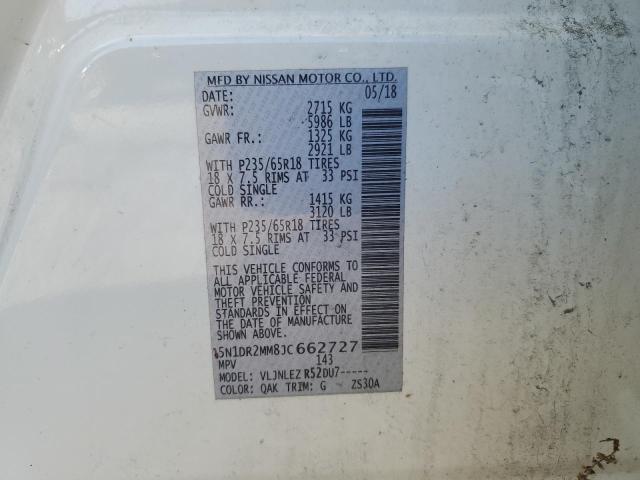 5N1DR2MM8JC662727 - 2018 NISSAN PATHFINDER S Білий фото 13