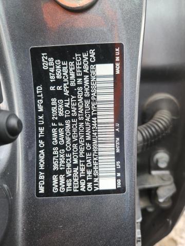 SHHFK7H99MU413444 - 2021 HONDA CIVIC SPORT TOURING GRAY photo 12