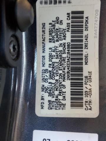 1NXBU4EE3AZ184980 - 2010 TOYOTA COROLLA BASE Сұр фото 12