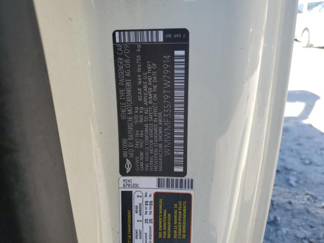WMWMF33579TW79914 - 2009 MINI COOPER თეთრი ფოტო 12