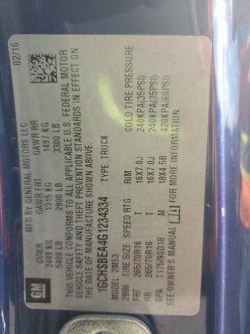 1GCHSBEA4G1234334 - 2016 CHEVROLET COLORADO ლურჯი ფოტო 12