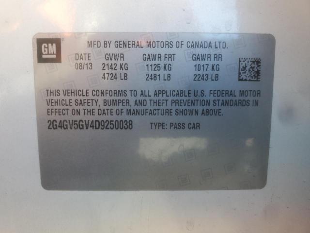 2G4GV5GV4D9250038 - 2013 BUICK REGAL GS WHITE photo 13