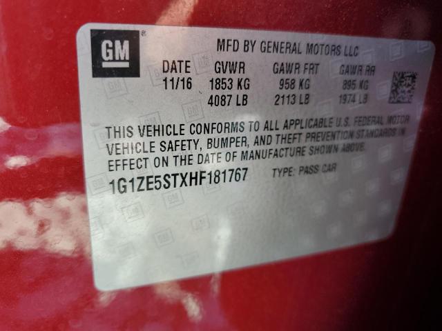 1G1ZE5STXHF181767 - 2017 CHEVROLET MALIBU LT RED photo 12