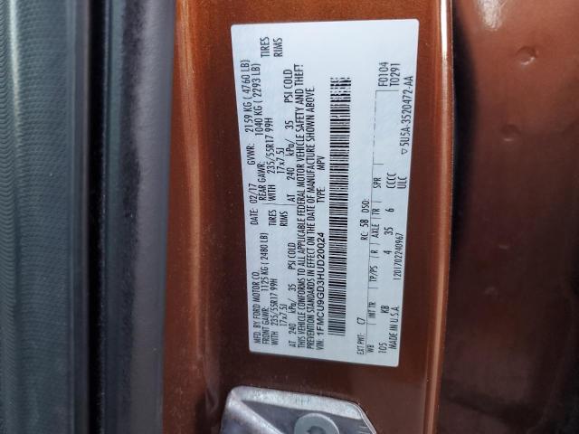 1FMCU9GD3HUD20024 - 2017 FORD ESCAPE SE ნარინჯისფერი ფოტო 12