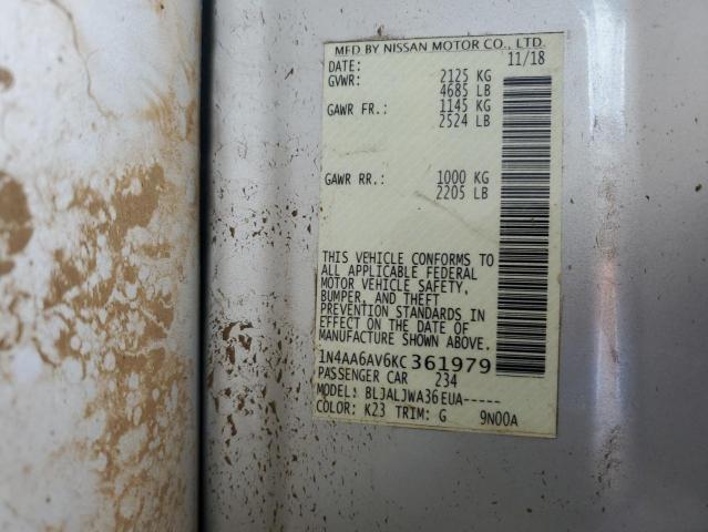 1N4AA6AV6KC361979 - 2019 NISSAN MAXIMA S Gümüş fotoğraf 13