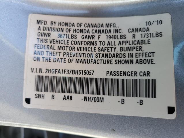 2HGFA1F37BH515057 - 2011 HONDA CIVIC VP 银色 照片 12