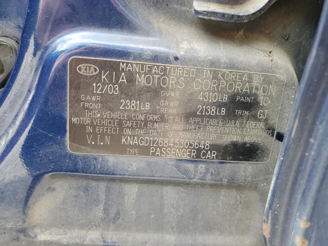 KNAGD126845305648 - 2004 KIA OPTIMA LX BLUE photo 12