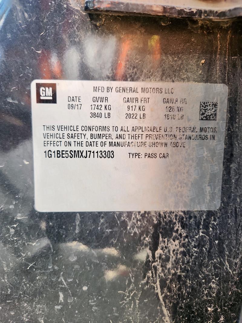 1G1BE5SMXJ7113303 - 2018 CHEVROLET CRUZE LT შავი ფოტო 13