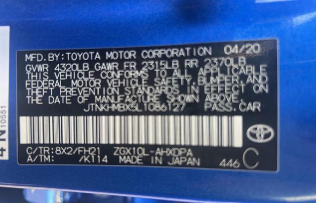 JTNKHMBX5L1086127 - 2020 TOYOTA C-HR XLE Көк фото 10