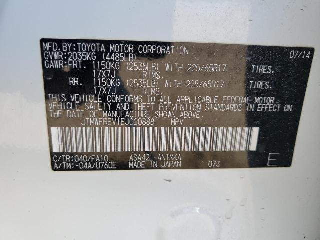 JTMWFREV1EJ020888 - 2014 TOYOTA RAV4 XLE WHITE photo 13