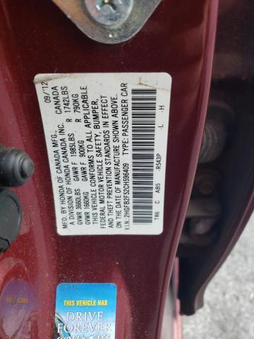 2HGFB2F52CH596409 - 2012 HONDA CIVIC LX MAROON photo 12