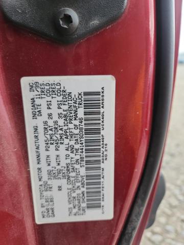 5TBBT4414YS038746 - 2000 TOYOTA TUNDRA ACCESS CAB Rouge photo 12