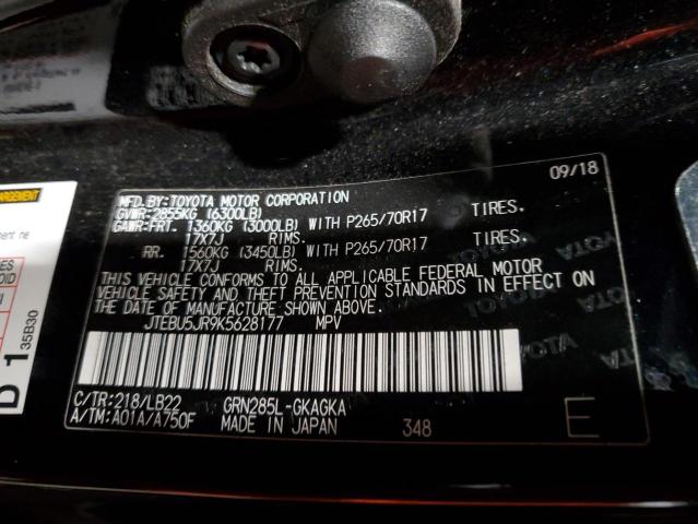 JTEBU5JR9K5628177 - 2019 TOYOTA 4RUNNER SR5/SR5 PREMIUM Negro foto 13