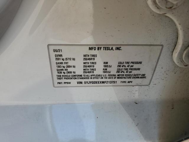 5YJYGDEEXMF213751 - 2021 TESLA MODEL Y 紫色 照片 14