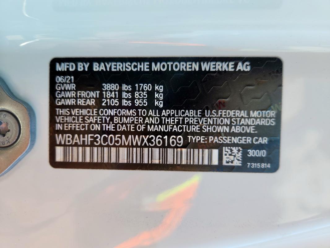 WBAHF3C05MWX36169 - 2021 BMW Z4 SDRIVE30I WHITE photo 13
