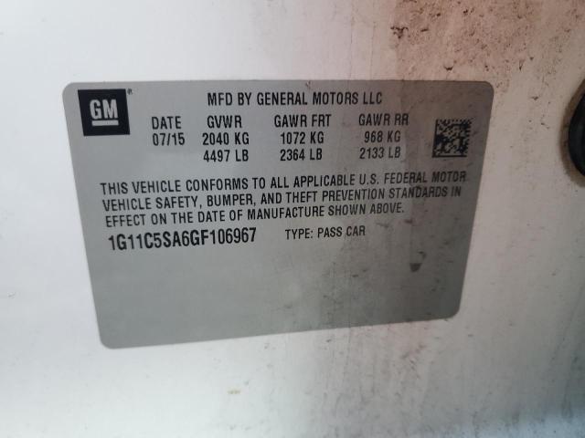 1G11C5SA6GF106967 - 2016 CHEVROLET MALIBU LIM LT Սպիտակ լուսանկար 12