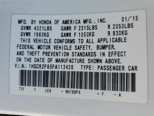 1HGCR2F85FA113426 - 2015 HONDA ACCORD EXL WHITE photo 12