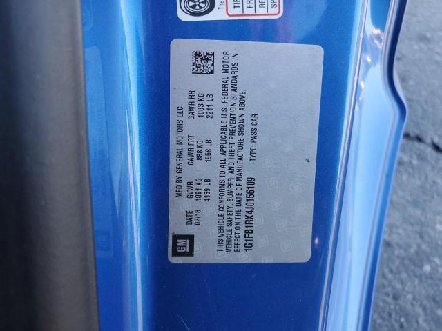 1G1FB1RX4J0156109 - 2018 CHEVROLET CAMARO LT ლურჯი ფოტო 12