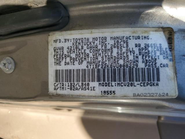 4T1BF22K8VU008229 - 1997 TOYOTA CAMRY CE SILVER photo 12