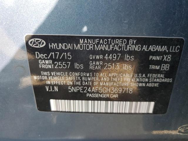 5NPE24AF5GH369718 - 2016 HYUNDAI SONATA SE ლურჯი ფოტო 12